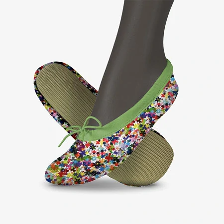 Cvičky gymnastické barefoot HARMONY GYM textilní vzory WINS 35 čtverečky