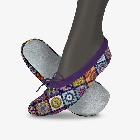 Cvičky taneční barefoot HARMONY DANCE textilní vzory WINS 27 čtverečky