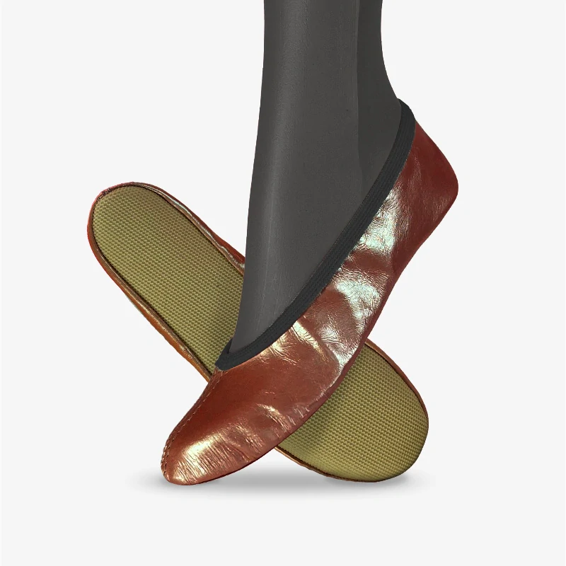 Cvičky gymnastické BASIC GYM kožené lesklé WINS 47 hnědá perleť