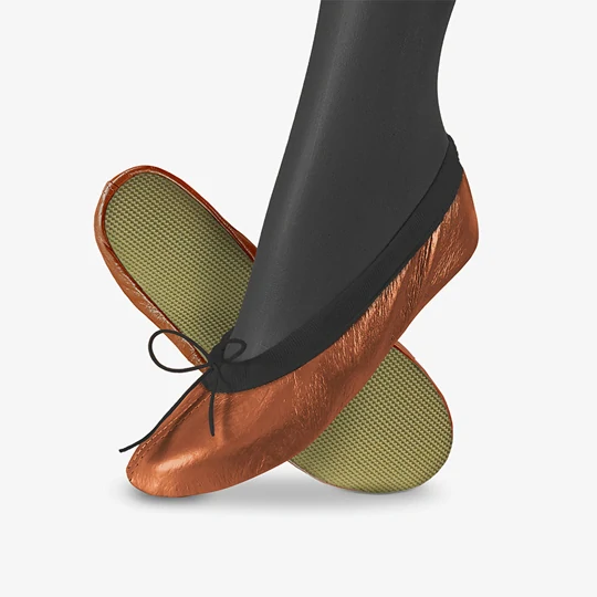 Cvičky gymnastické SPIRIT GYM kožené lesklé WINS 38,5 hnědá perleť