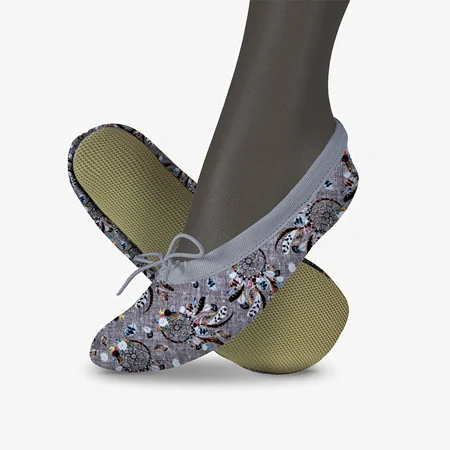 Cvičky gymnastické barefoot HARMONY GYM textilní vzory WINS 35 čtverečky