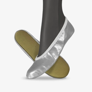 Cvičky gymnastické BASIC GYM kožené lesklé WINS 36 stříbrná