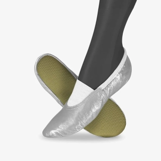 Cvičky gymnastické CLASSIC GYM kožené lesklé WINS 23 stříbrná