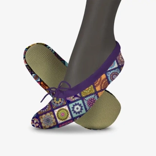 Cvičky gymnastické barefoot HARMONY GYM textilní vzory WINS 26 čtverečky