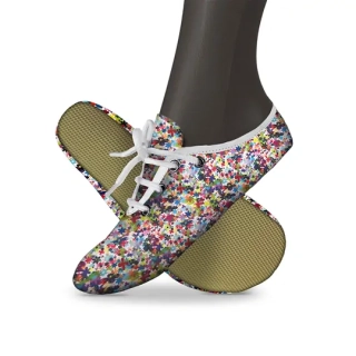 Cvičky gymnastické barefoot POWER GYM textilní vzory WINS 27 louka