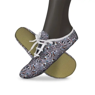 Cvičky gymnastické barefoot POWER GYM textilní vzory WINS 26 pírka