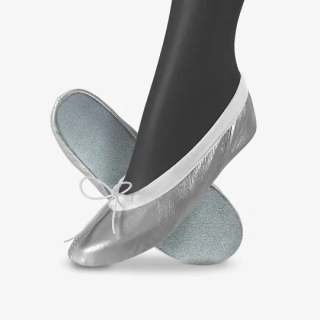 Cvičky taneční SPIRIT DANCE kožené lesklé WINS 25 stříbrná