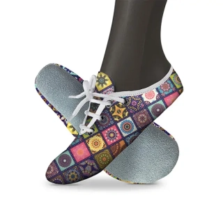 Cvičky taneční barefoot POWER DANCE textilní vzory WINS 30 čtverečky